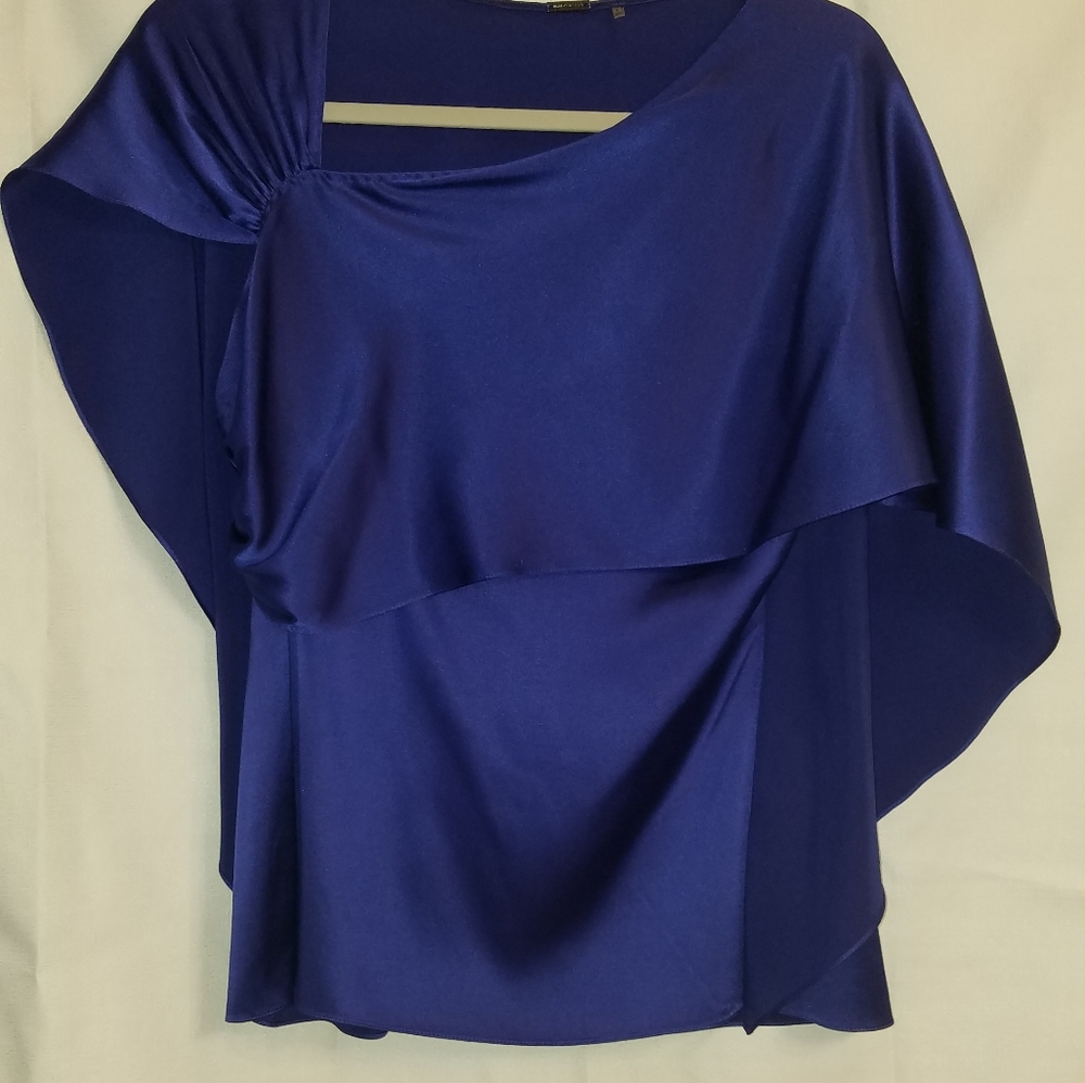 Elie Tahari purple silk blouse top medium